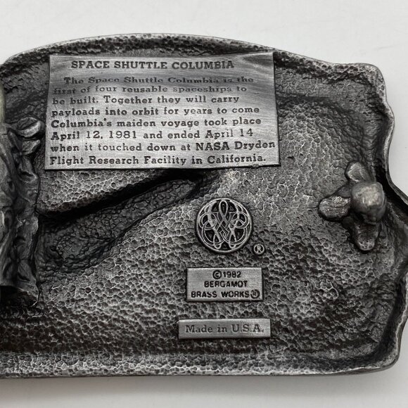 VTG Space Shuttle Columbia Silver belt buckle 1982 USA commemorative - Picture 3 of 7